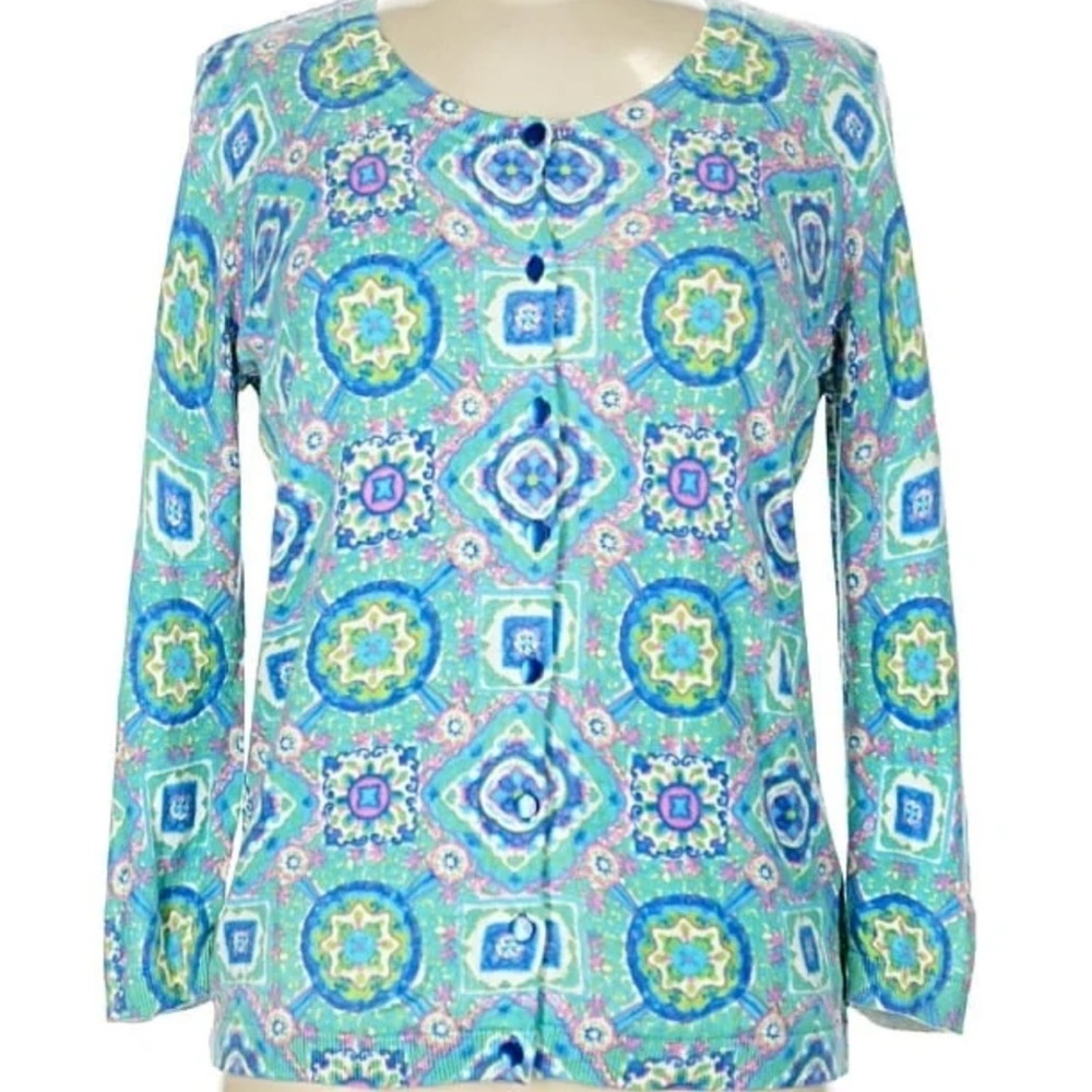 Talbots Colorful Patterned Cardigan